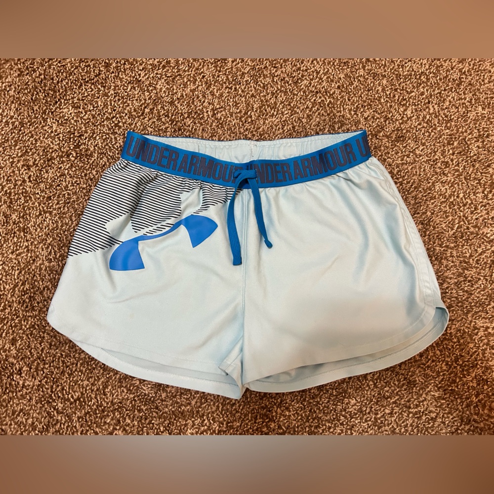 Under Armour Women's Athletic Shorts in Light Blue and Navy